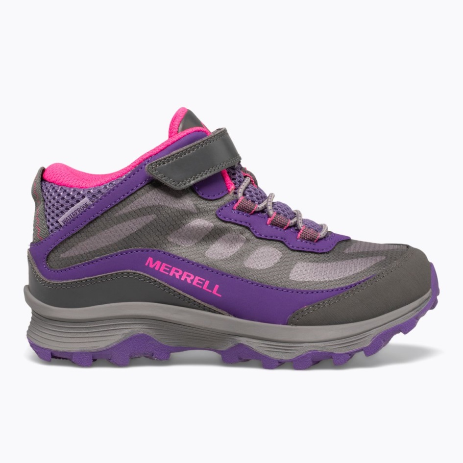 Merrell Big Kid's Moab Speed Mid/c Vedenpitävä Harmaa-pinkki-violetti