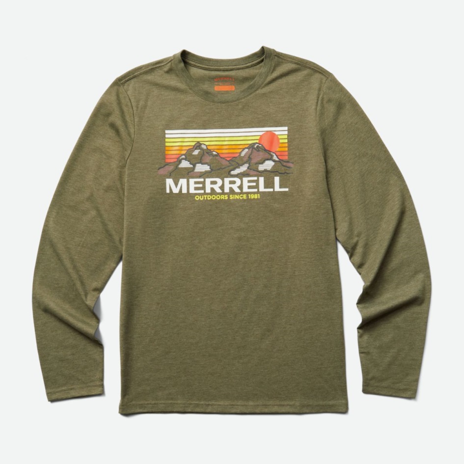Merrell Miesten Merrell Mountains Pitkähihainen T-paita Pölyinen Oliivi Kanerva