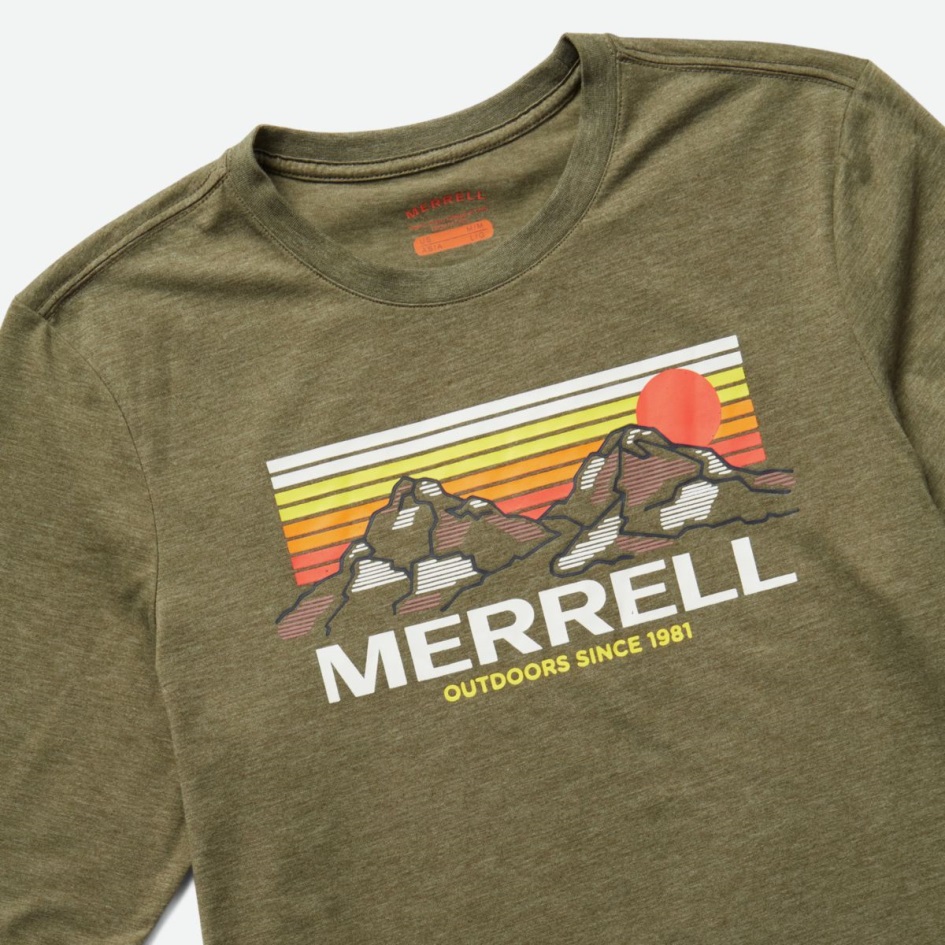 Merrell Miesten Merrell Mountains Pitkähihainen T-paita Pölyinen Oliivi Kanerva